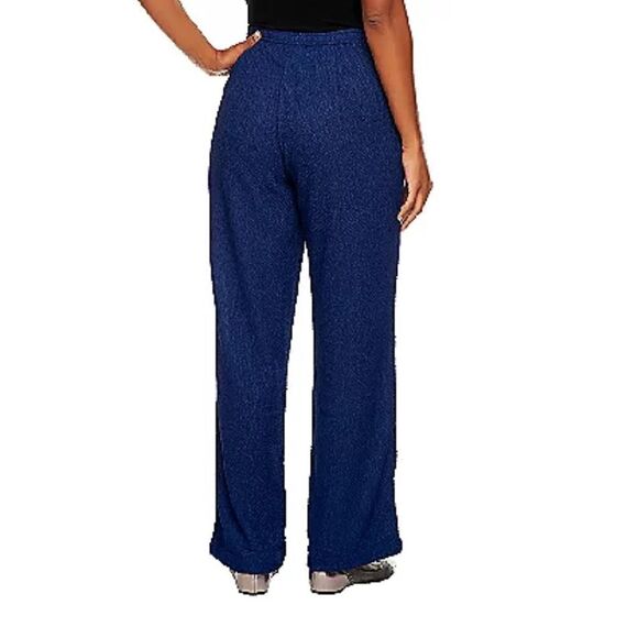 Bob Mackie Womens 3X Regular Fit Elastic Waist Crinkle Knit Pants Red NWT - Picture 3 of 4